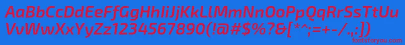 Exo2.0Semibolditalic Font – Red Fonts on Blue Background
