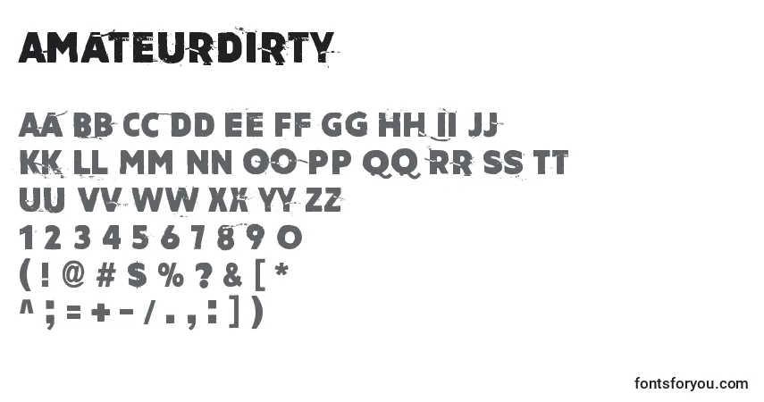 Schriftart AmateurDirty – Alphabet, Zahlen, spezielle Symbole
