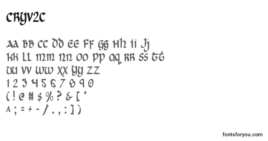 A fonte Cryv2c – alfabeto, números, caracteres especiais