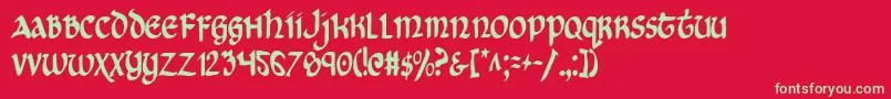 フォントCryv2c – 赤い背景に緑の文字