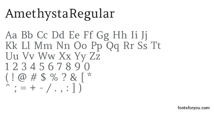 Czcionka AmethystaRegular – alfabet, cyfry, specjalne znaki