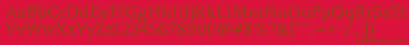 AmethystaRegular-Schriftart – Braune Schriften auf rotem Hintergrund