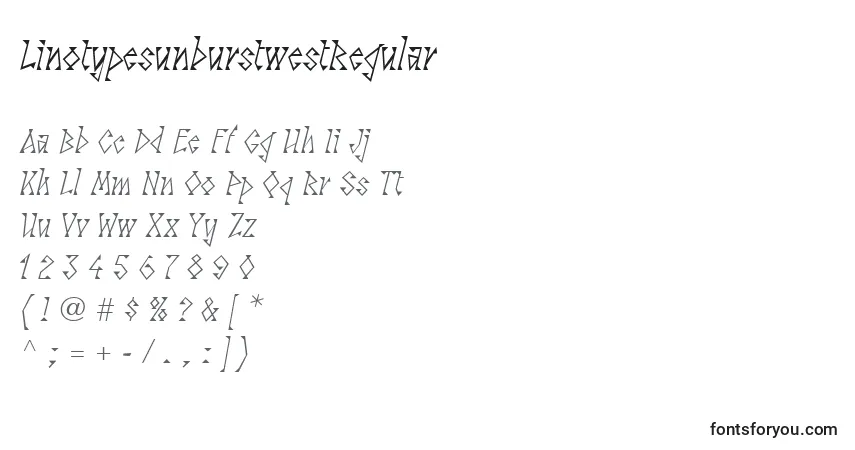 A fonte LinotypesunburstwestRegular – alfabeto, números, caracteres especiais