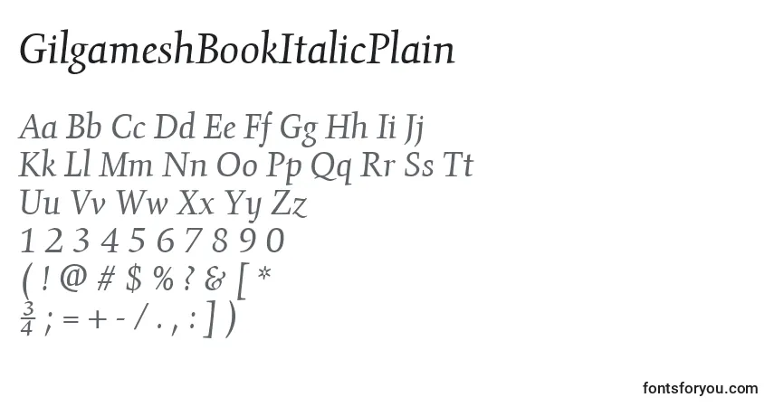 GilgameshBookItalicPlain-fontti – aakkoset, numerot, erikoismerkit