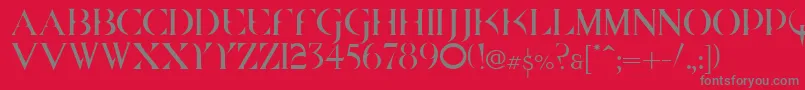 Fonte Quake Cyr – fontes cinzas em um fundo vermelho