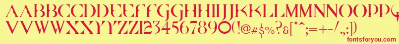 Quake Cyr Font – Red Fonts on Yellow Background