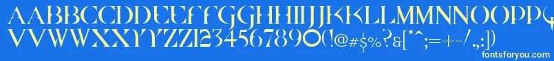 Quake Cyr Font – Yellow Fonts on Blue Background