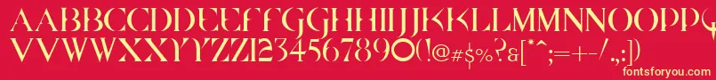 Quake Cyr Font – Yellow Fonts on Red Background