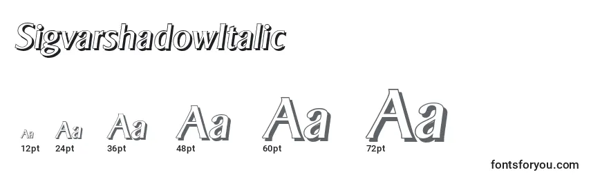 Размеры шрифта SigvarshadowItalic