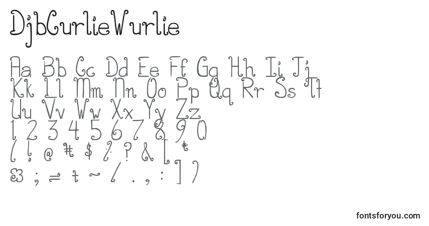 A fonte DjbCurlieWurlie – alfabeto, números, caracteres especiais