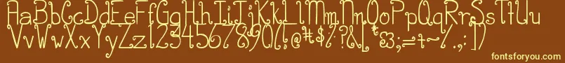 DjbCurlieWurlie Font – Yellow Fonts on Brown Background