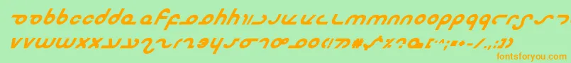 フォントMasterdomBoldItalic – オレンジの文字が緑の背景にあります。