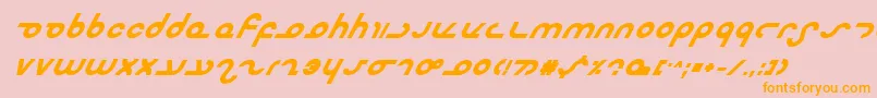 フォントMasterdomBoldItalic – オレンジの文字がピンクの背景にあります。