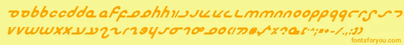 フォントMasterdomBoldItalic – オレンジの文字が黄色の背景にあります。