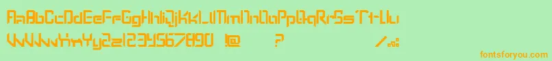 フォントLostp – オレンジの文字が緑の背景にあります。