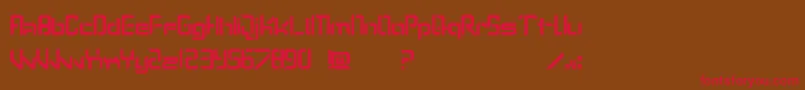 フォントLostp – 赤い文字が茶色の背景にあります。