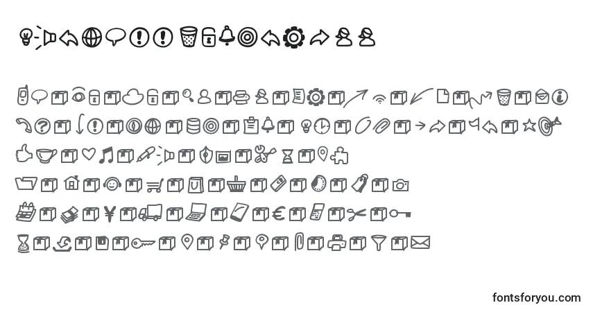 Czcionka Pwsmalliconsfree – alfabet, cyfry, specjalne znaki