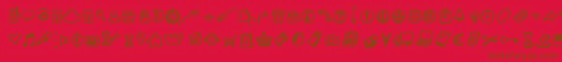 Pwsmalliconsfree-Schriftart – Braune Schriften auf rotem Hintergrund