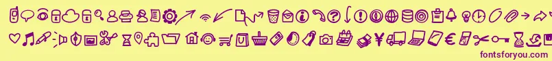 Pwsmalliconsfree Font – Purple Fonts on Yellow Background
