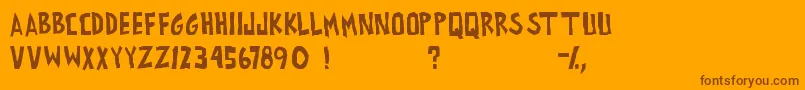 AllExesMustDiePg-Schriftart – Braune Schriften auf orangefarbenem Hintergrund