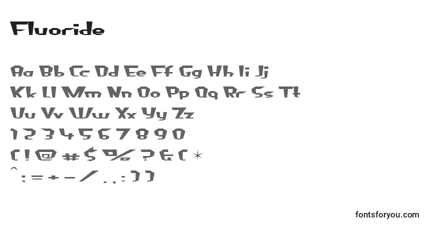 Schriftart Fluoride – Alphabet, Zahlen, spezielle Symbole