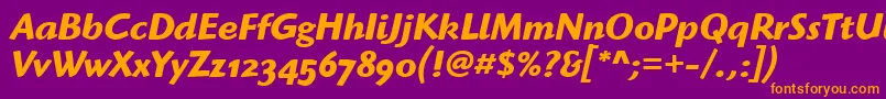 HighlanderOsItcTtBolditalic Font – Orange Fonts on Purple Background