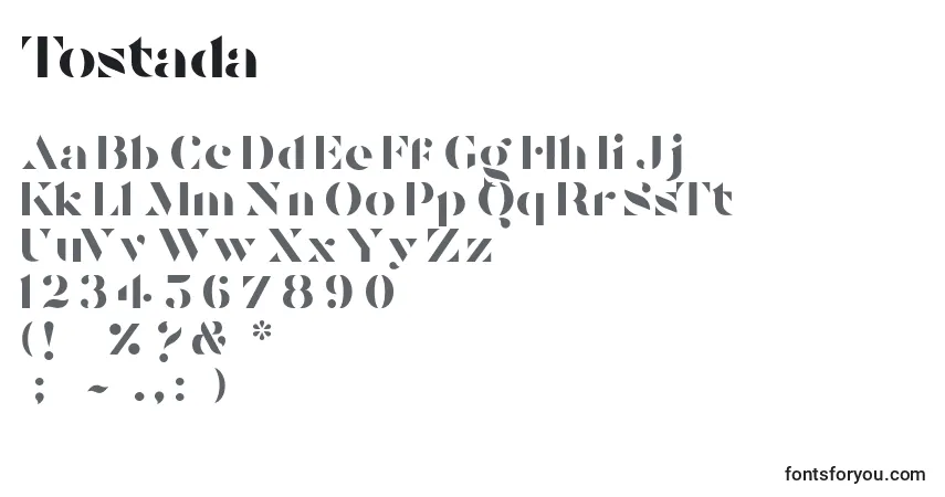 Schriftart Tostada – Alphabet, Zahlen, spezielle Symbole
