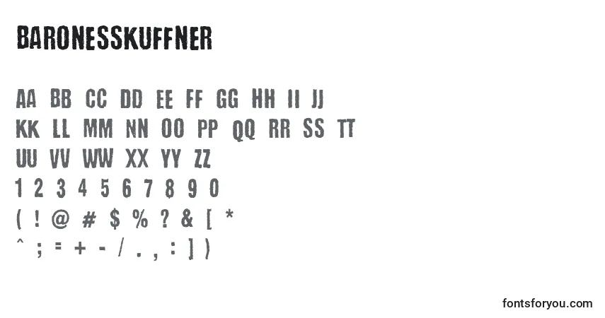 Czcionka BaronessKuffner – alfabet, cyfry, specjalne znaki