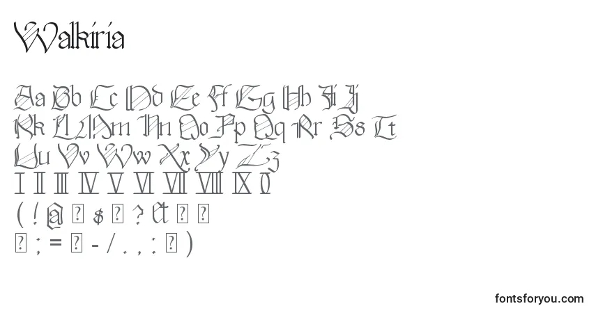 Czcionka Walkiria – alfabet, cyfry, specjalne znaki