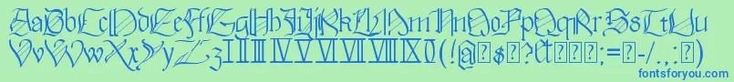 Walkiria-Schriftart – Blaue Schriften auf grünem Hintergrund