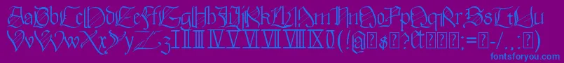 Walkiria-Schriftart – Blaue Schriften auf violettem Hintergrund