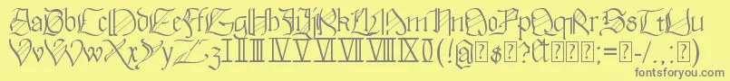 Walkiria-fontti – harmaat kirjasimet keltaisella taustalla