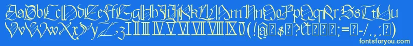 フォントWalkiria – 黄色の文字、青い背景