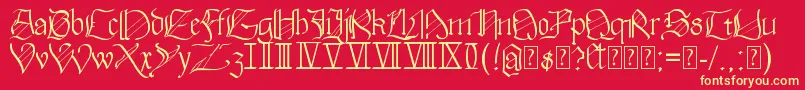 Walkiria-Schriftart – Gelbe Schriften auf rotem Hintergrund
