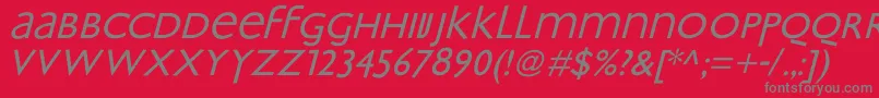 フォントBradburyOblique – 赤い背景に灰色の文字