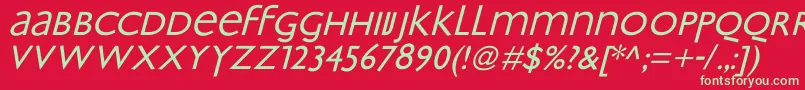 フォントBradburyOblique – 赤い背景に緑の文字