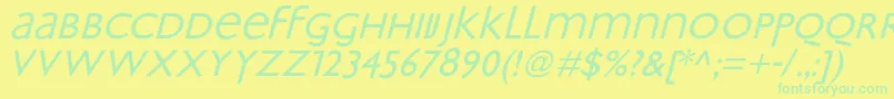 BradburyOblique Font – Green Fonts on Yellow Background