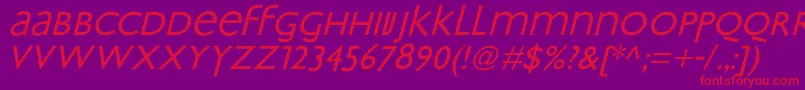 フォントBradburyOblique – 紫の背景に赤い文字