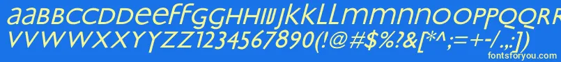 BradburyOblique Font – Yellow Fonts on Blue Background