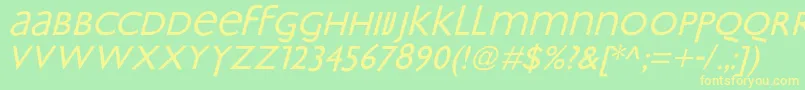 fuente BradburyOblique – Fuentes Amarillas Sobre Fondo Verde