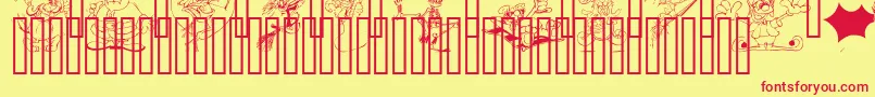 フォントLmHolidayToons – 赤い文字の黄色い背景