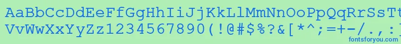 Czcionka ErKurierKoi8Normal – niebieskie czcionki na zielonym tle