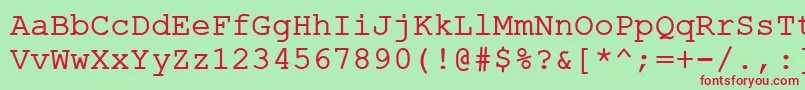 Fonte ErKurierKoi8Normal – fontes vermelhas em um fundo verde