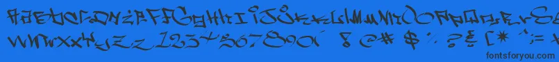 Wside-Schriftart – Schwarze Schriften auf blauem Hintergrund