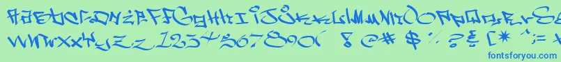 Wside Font – Blue Fonts on Green Background