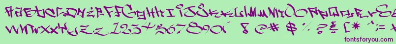 Czcionka Wside – fioletowe czcionki na zielonym tle