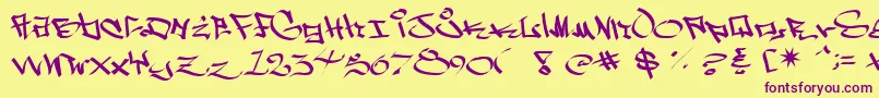 フォントWside – 紫色のフォント、黄色の背景