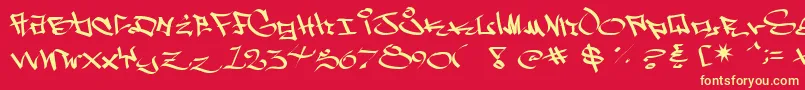 Wside-Schriftart – Gelbe Schriften auf rotem Hintergrund