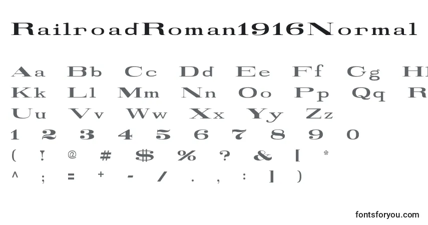 RailroadRoman1916Normal-fontti – aakkoset, numerot, erikoismerkit