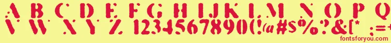 Killhippies-Schriftart – Rote Schriften auf gelbem Hintergrund